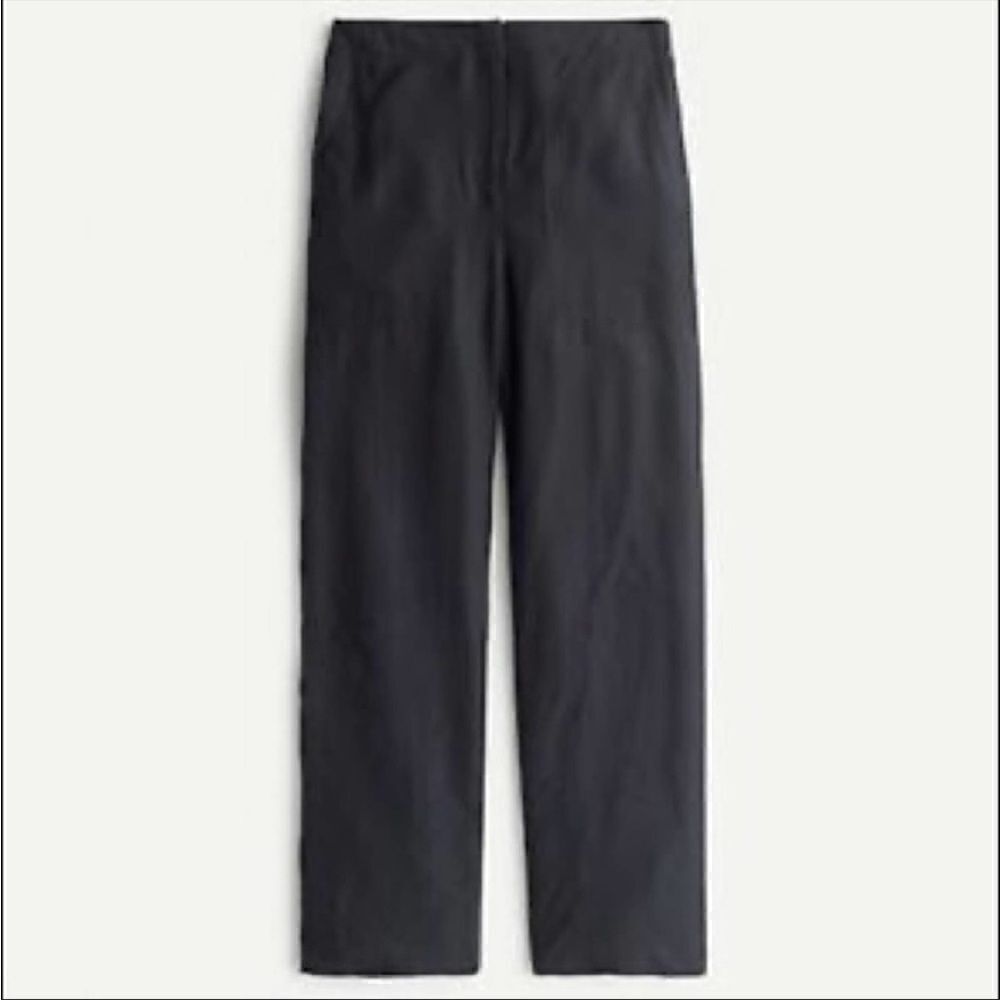 J.Crew Straight-leg Linen Feel Black pants with surplus pockets